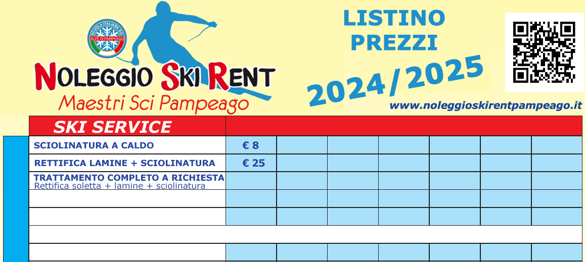 Prezzi Laboratorio Ski Service Maestri di sci Pampeago - stagione 2025/2025